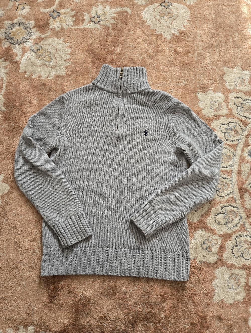 Ralph Lauren Light Gray Half-Zip Mock Neck Sweater